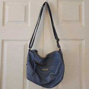 Stone & Co Embossed Smokey Denim Shoulder Bag With Adjustable Strap